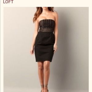 LOFT Black Strapless Eyelet Dress, 0P